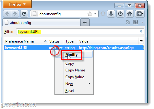 modify firefox 4 keyword.url to default provider